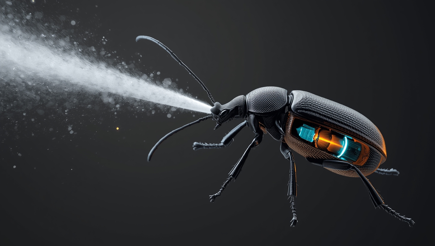 خنفساء القصف تطلق رذاذًا كيميائيًا ساخنًا