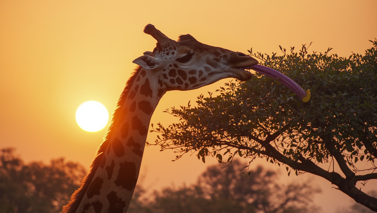 Zürafaların Dili Mor Renkli ve 50 cm Uzunluğundadır