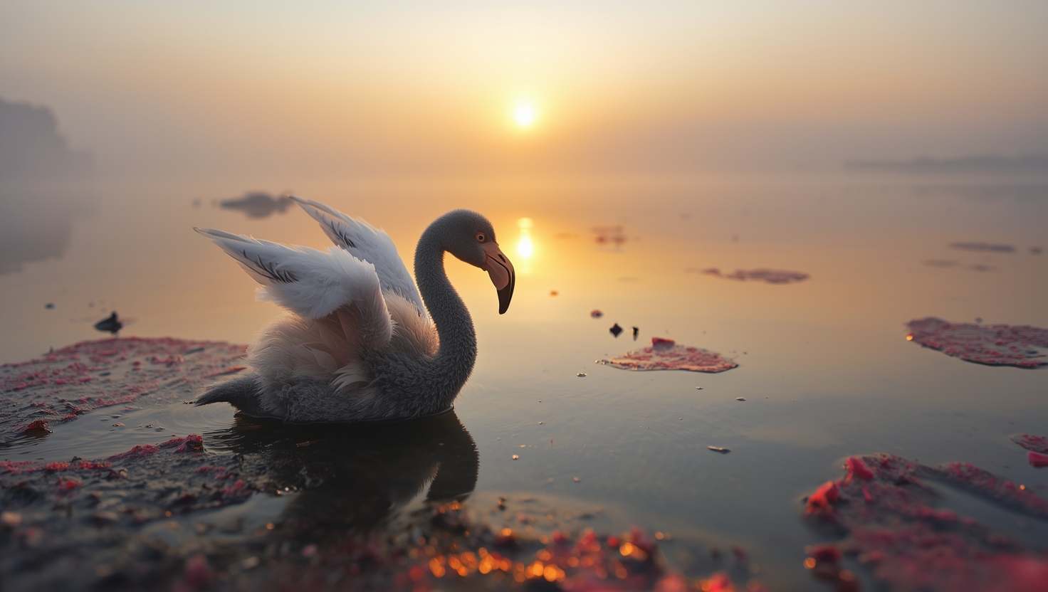 Flamingolar Gri Doğar ve Sonradan Pembeleşir